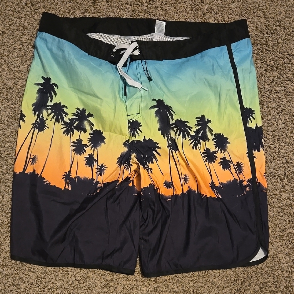 Mens Tropical Sunset Swim Shorts